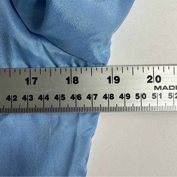 Vintage Susan Van Heusen Womens Mandarin Collar Light Blue Long Sleeve Blouse 10 - Picture 6 of 9